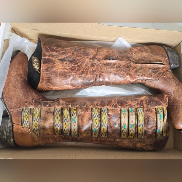 Old Gringo Brown Leather Heeled Boots Elina 7.5 Tall Boho - Picture 3 of 16